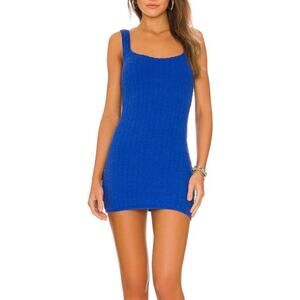 NWT Free People Beach Short N Sweet Sweater Tank Mini Dress Blue Mazarine Small